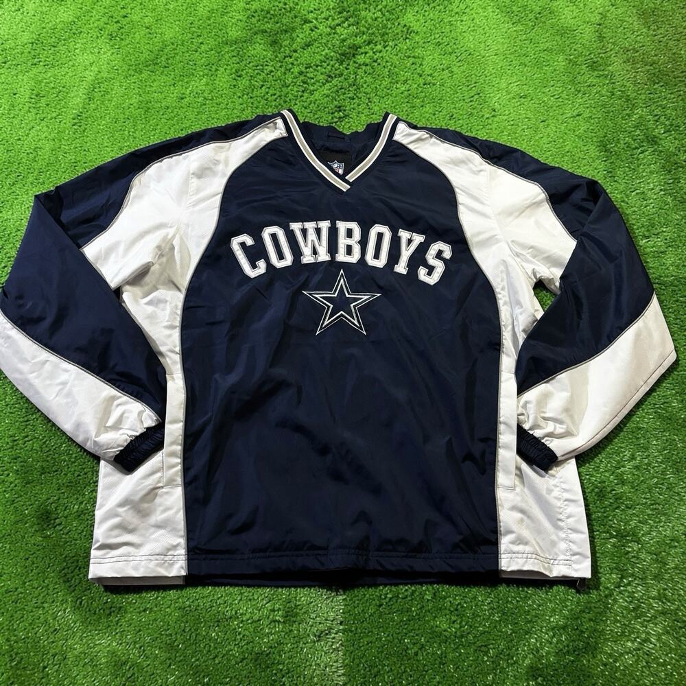 VTG Dallas‎ Cowboys NFL Jacket Mens Large G-III V-Neck Pullover Windbreaker Blue
